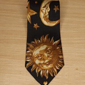 Renaissance Hand Made Black Gold Celestial Tie